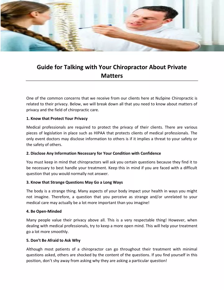 guide for talking with your chiropractor about