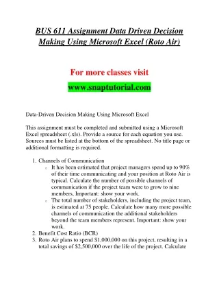 bus 611 assignment data driven decision making