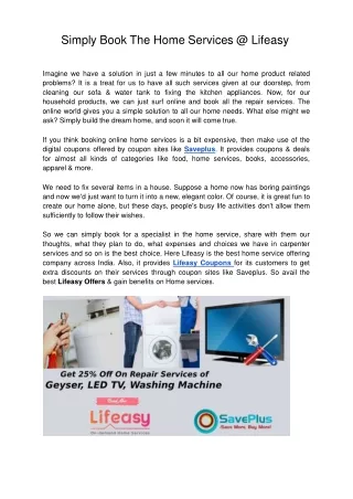 simply book the home services @ lifeasy