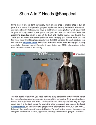 shop a to z needs @snapdeal