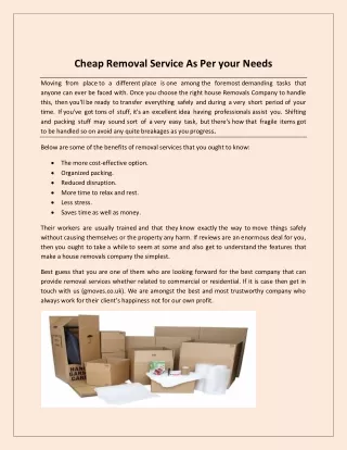 cheap removal service as per your needs
