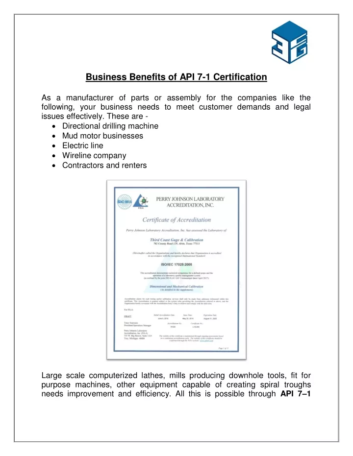 business benefits of api 7 1 certification