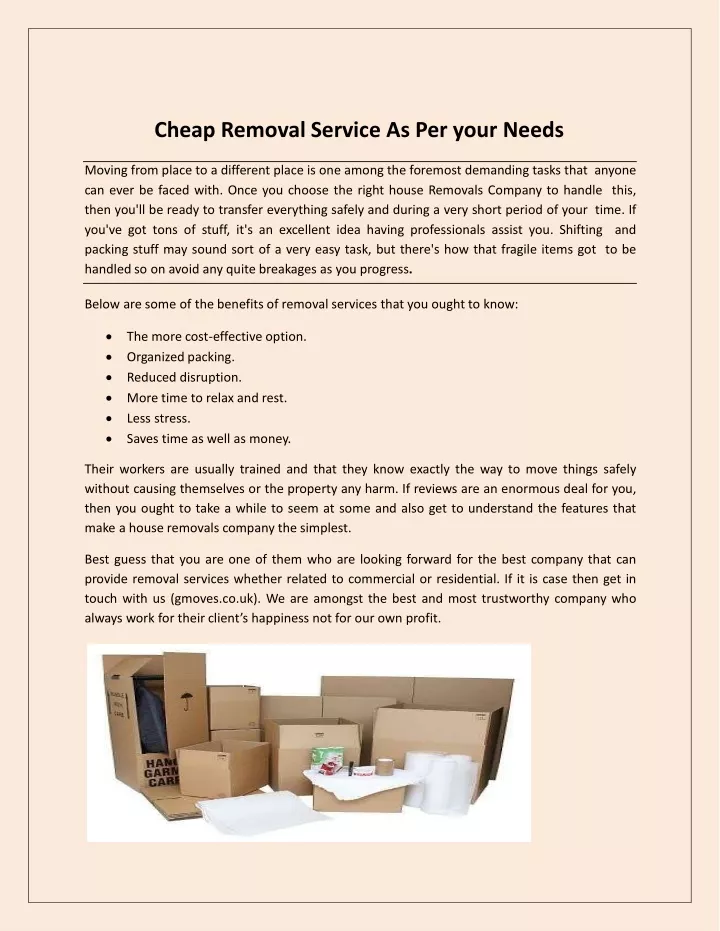 cheap removal service as per your needs