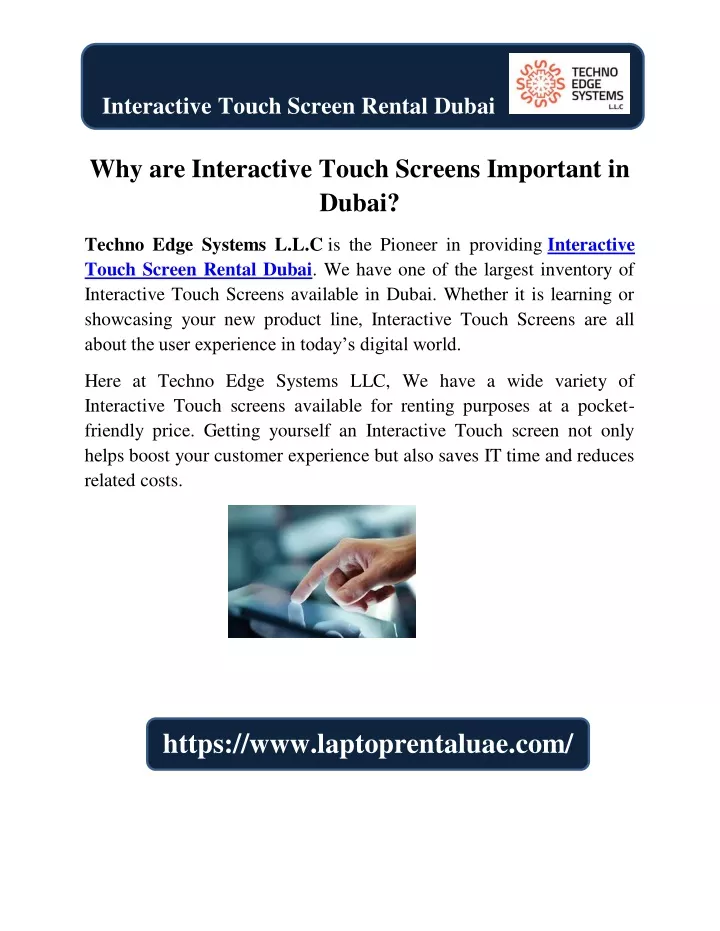 interactive touch screen rental dubai