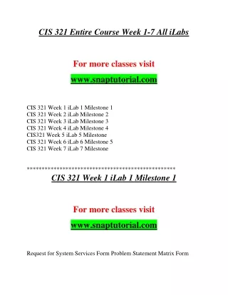 cis 321 Enthusiastic Learning / snaptutorial.com