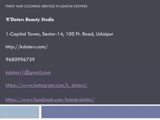 Finest Hair Coloring Services in Udaipur KDoters