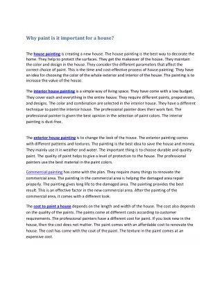 why paint is it important for a house