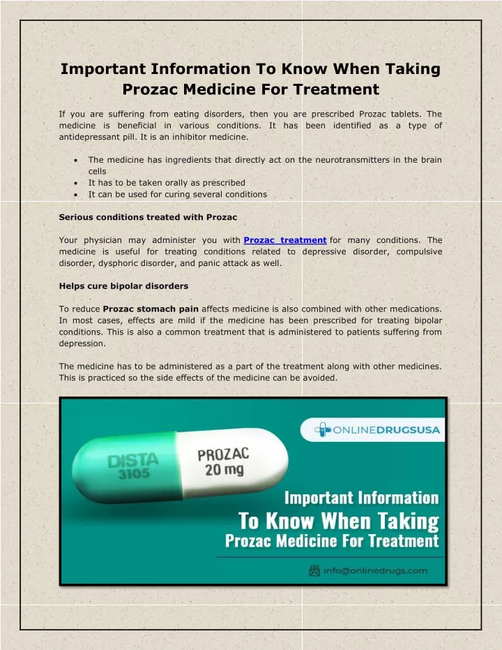 important information to know when taking prozac