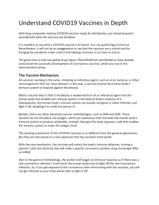 Understand COVID19 Vaccines in Depth