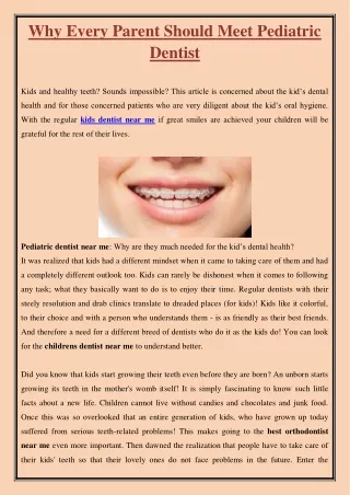 why every parent should meet pediatric dentist