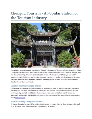 Chengdu Tourism - A Popular Station of the Tourism Industry
