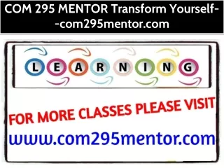 COM 295 MENTOR Transform Yourself--com295mentor.com