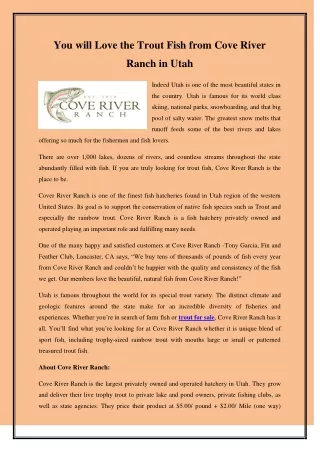 you will love the trout fish from cove river