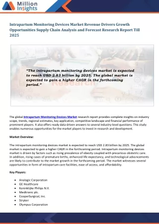 intrapartum monitoring devices market revenue
