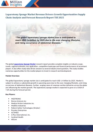 laparotomy sponge market revenue drivers growth