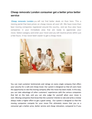 cheap removals london consumer get a better price