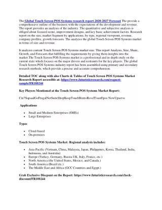 the global touch screen pos systems research