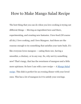 Mango Salad - Mango Salad Recipe | Kathys Vegan Kitchen