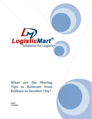 what are the moving tips to relocate from kolkata