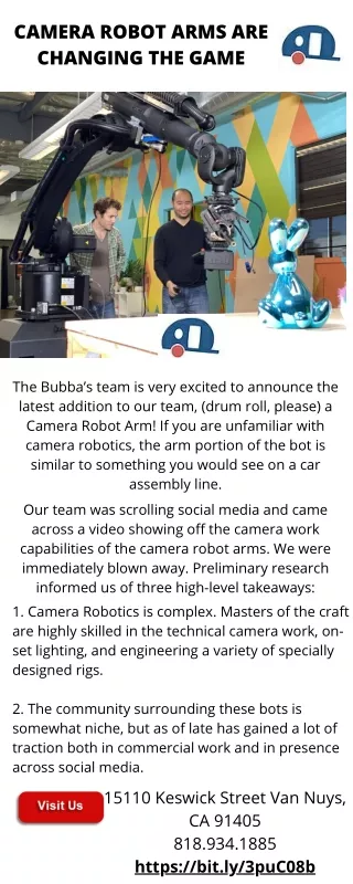 Camera Robot Arms | Bubba's La