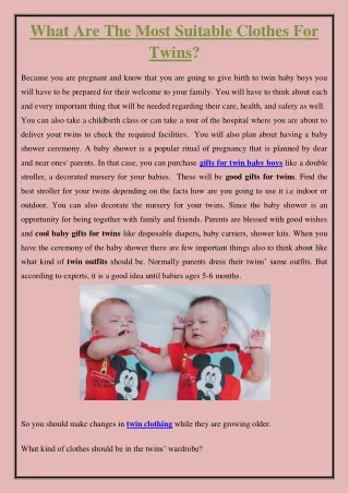 what are the most suitable clothes for twins