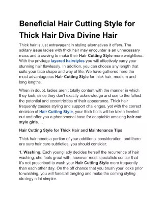 Beneficial Hair Cutting Style for Thick Hair