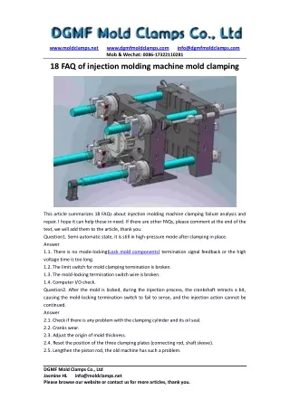 18 FAQ of injection molding machine mold clamping