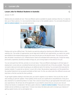 Locum Jobs for Medical Students in Australia