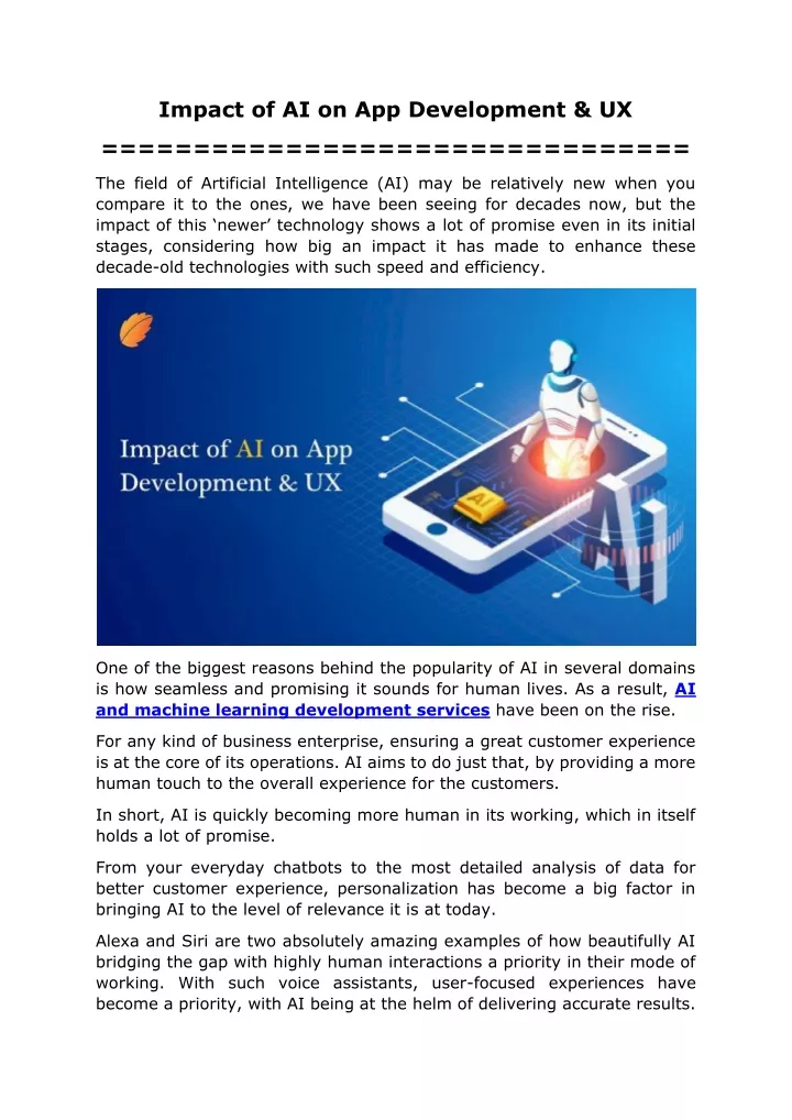 impact of ai on app development ux