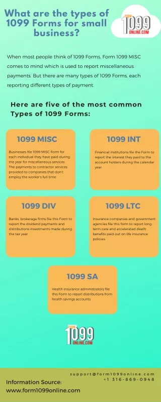what are the types of 1099 forms for small