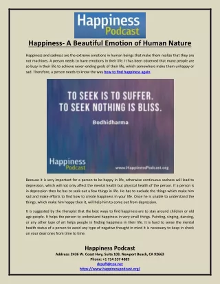 Happiness- A Beautiful Emotion of Human Nature