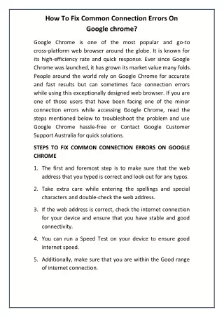 how to fix common connection errors on google