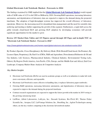 global electronic lab notebook market forecasts