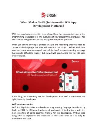 What Makes Swift Quintessential iOS App Development Platform?