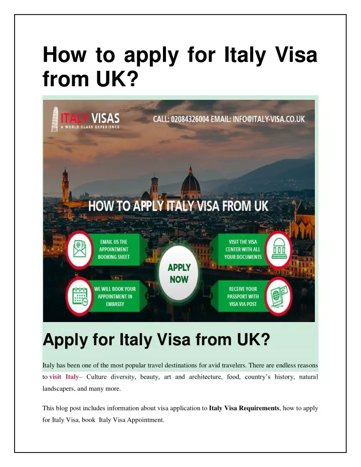 how to apply for italy visa from uk