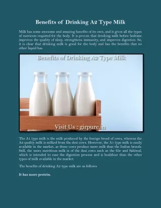 Benefits of Drinking A2 Type Milk