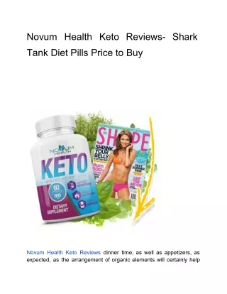 Novum Health Keto Reviews- Shark Tank Diet Pills Price to Buy