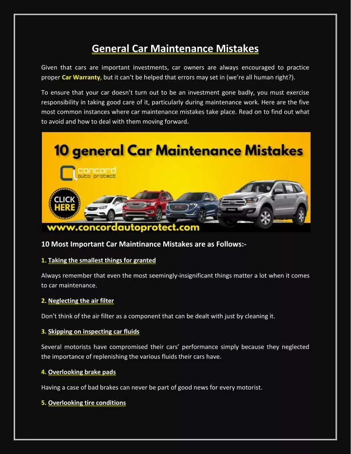 general car maintenance mistakes