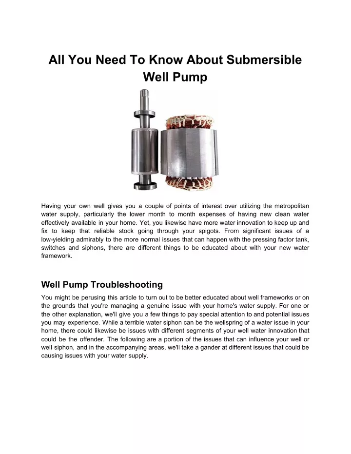 all you need to know about submersible well pump