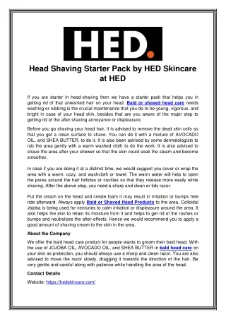 Head Shaving Starter Pack by HED Skincare at HED