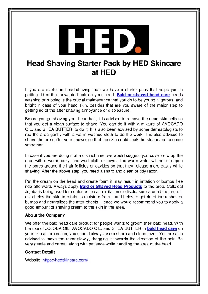 head shaving starter pack by hed skincare at hed