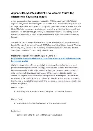 aliphatic isocyanates market development study