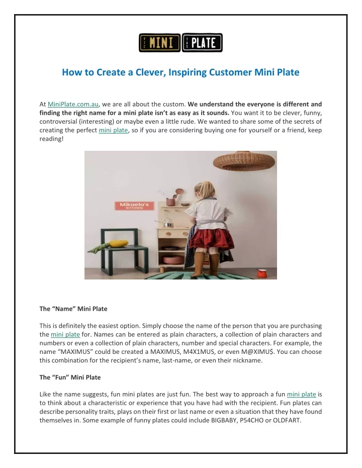 how to create a clever inspiring customer mini