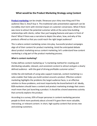 what would be the product marketing strategy