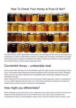 How To Check Your Honey Is Pure Or Not?