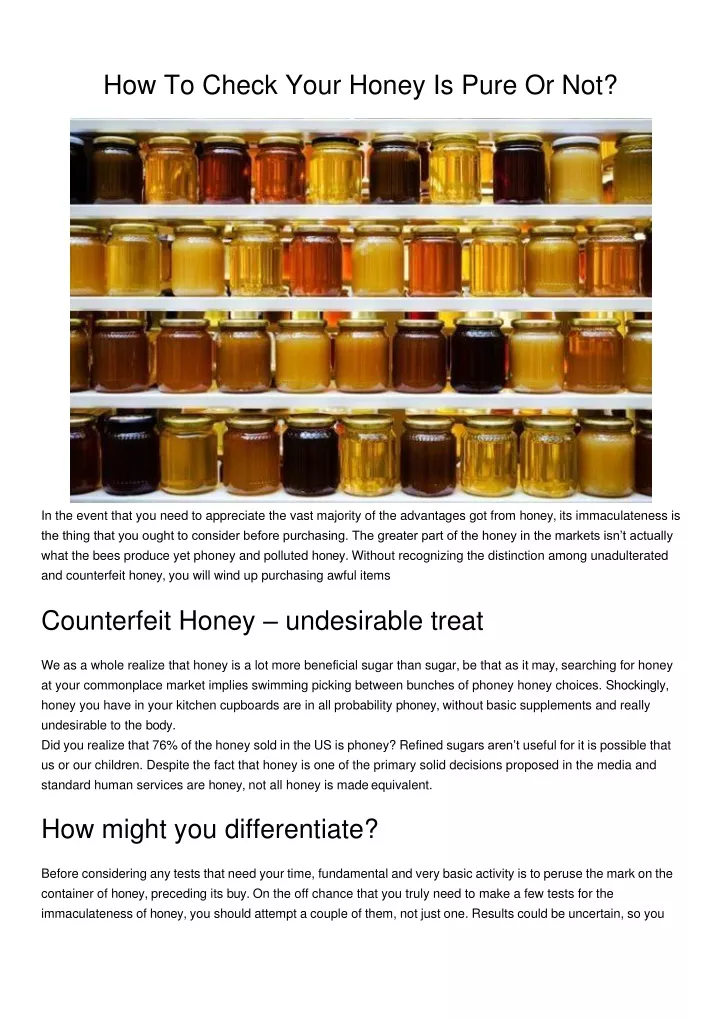how to check your honey is pure or not