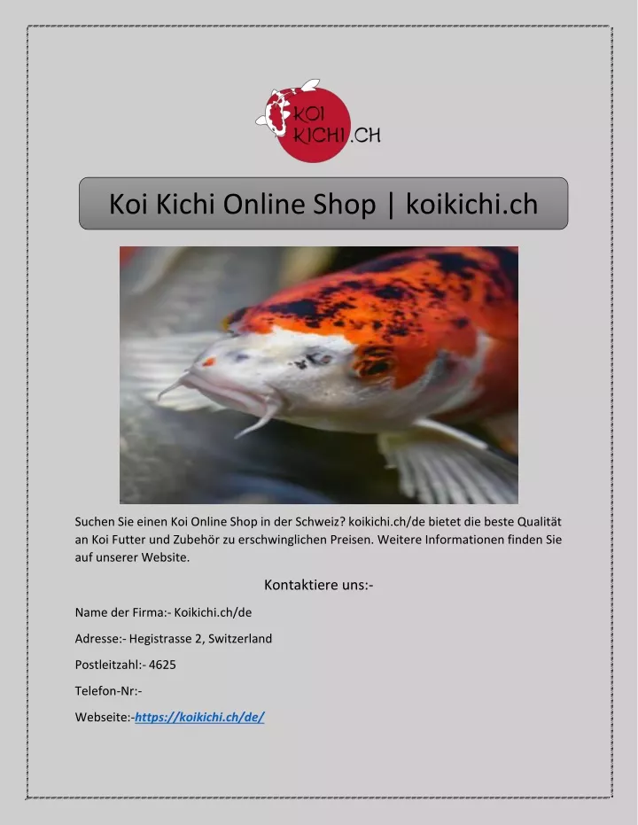 koi kichi online shop koikichi ch