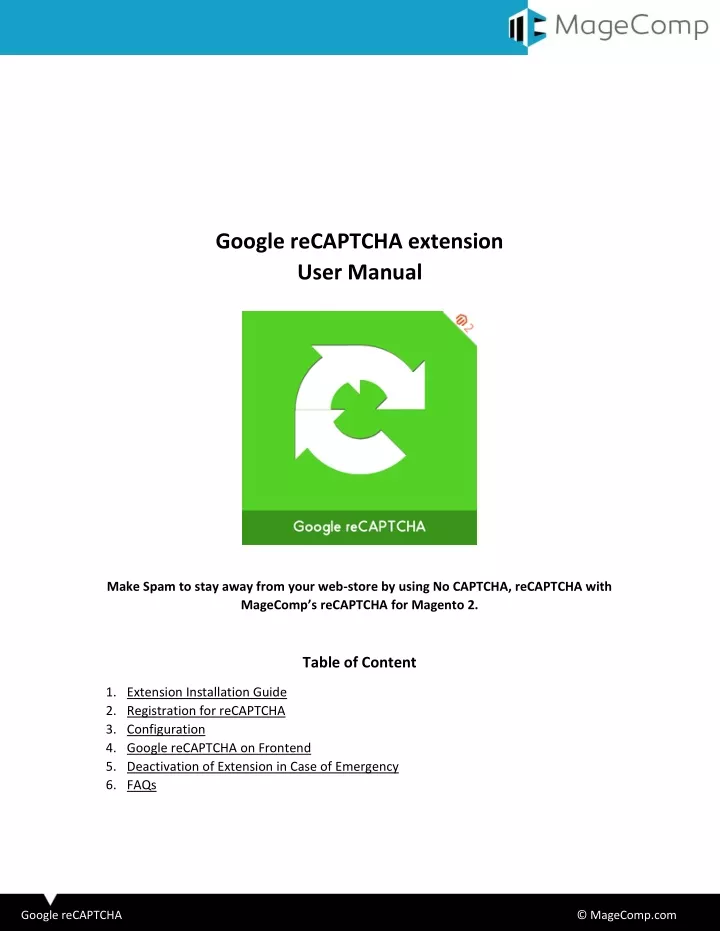 google recaptcha extension user manual