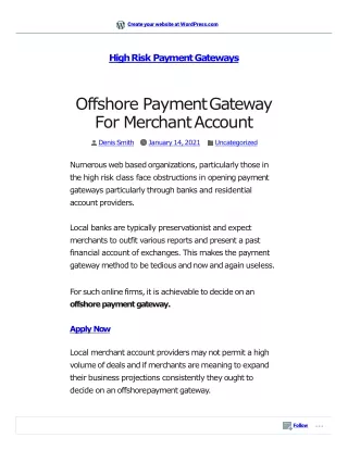 Offshore Payment Gateway For Merchant Account
