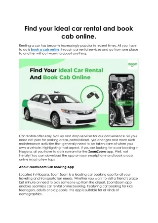 find your ideal car rental and book cab online